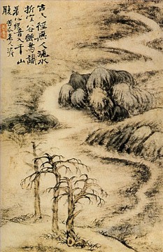 中国 Painting - 1693 年の冬の下尾渓流 (繁体字中国語)